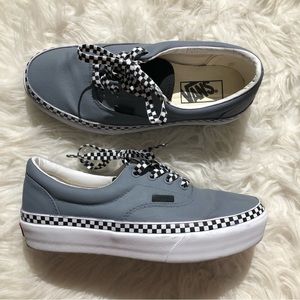 Custom painted platform vans. Grey with checker detail and laces. Size 7 women